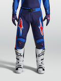 Alpinestars Racer Hunt bukser, blå og røde motocrossbukser til mænd, slidstærk forbøjet konstruktion med stjernegrafik.