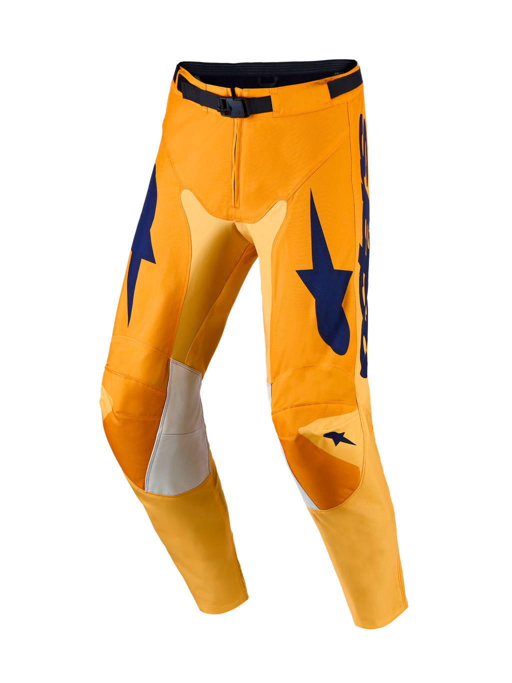 Alpinestars Racer Amber bukser og gear set, herre-motocrossbukser i orange og blå med strækpaneler til off-road.