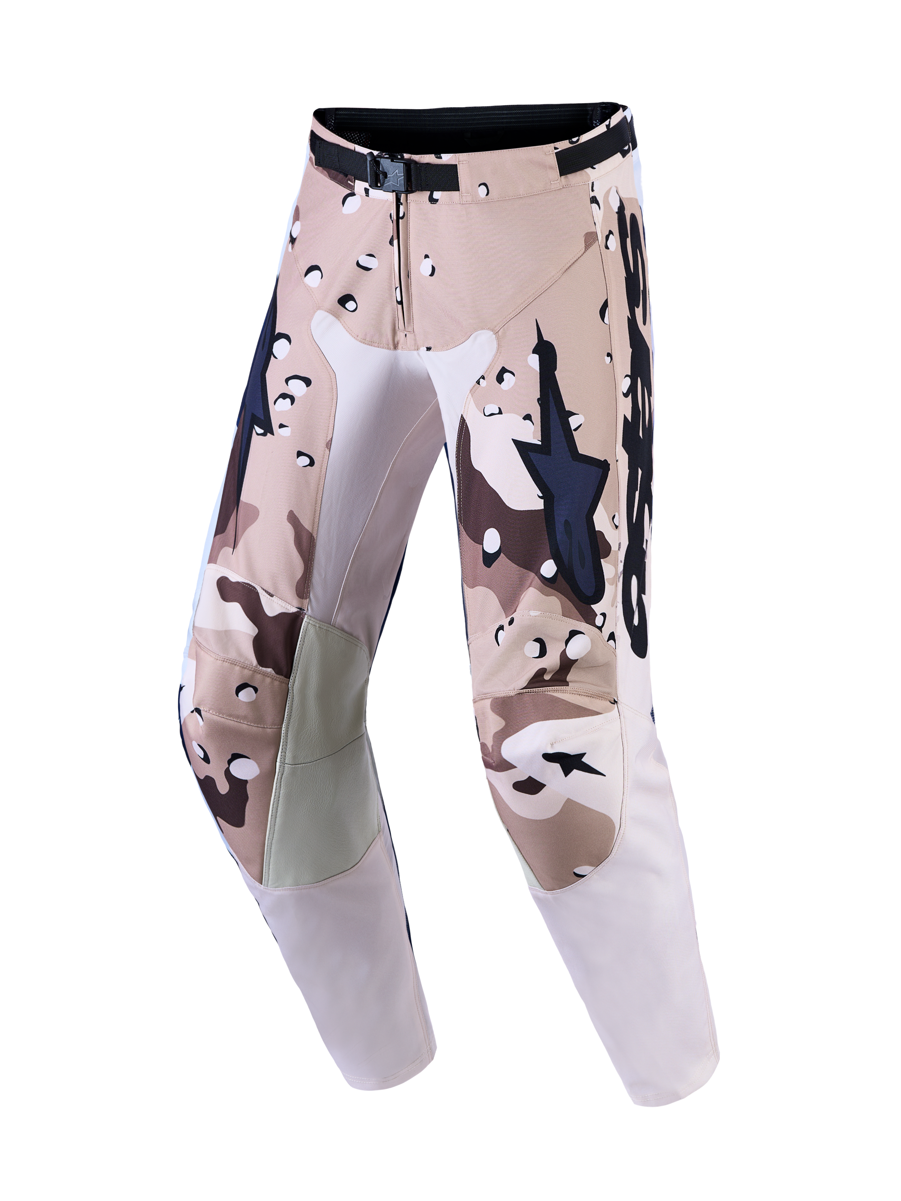 Alpinestars Racer Lone motocrossbukser i tan og brun ørken-camouflage til off-road kørsel med læderknæbeskyttelse