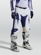 Alpinestars Racer Air Amber Pants, Men's Blue and White Motocross Pants, with perforated polyfabric and pre-curved race fit.