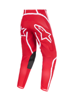 Alpinestars 2026 Fluid Apex bukser, motocross-bukser, rød og hvid, set bagfra med markante hvide stjerne-logoer på sædet, sorte indvendige knæpaneler i syntetisk læder og ergonomisk forbuet design til terrænkørsel