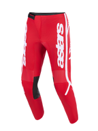 Alpinestars 2026 Fluid Apex bukser, motocross-bukser, rød og hvid, markant hvid branding på benene, sorte indvendige knæpaneler for bedre greb, ergonomisk forbuet design til terrænkørsel