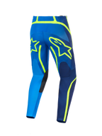 Alpinestars 2026 Fluid Apex bukser, motocrossbukser, blå og gul fluo, set bagfra med store gule stjernelogokonturer, forstærkede indvendige knæpaneler og holdbar polystofkonstruktion til off-road racing