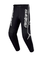 Alpinestars Fluid Apex V2 Pants, Black and Silver Motocross Gear, durable polyfabric with ergonomic pre-curved design.