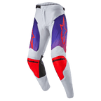 Alpinestars 2024 Racer Hoen bukser, motocross off-road bukser, lys grå med lilla gradient og hot orange detaljer, sorte logoer, ergonomisk pasform med forbuede ben, professionelt cross-udstyr