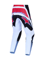 Alpinestars Fluid Drag motocrossbukser til terrænkørsel, rød, hvid og sort, set bagfra, holdbar 600D polytekstilkonstruktion