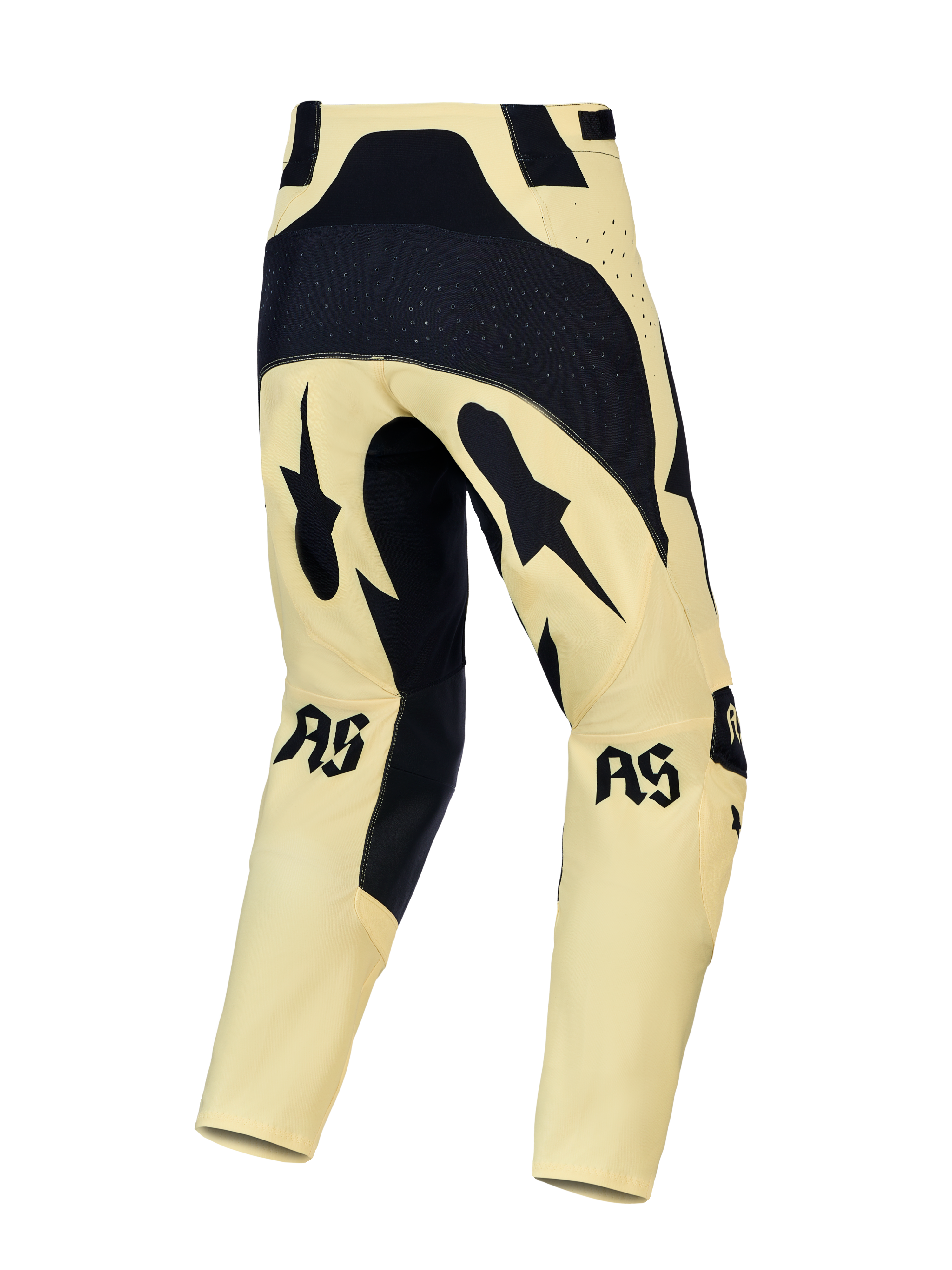 Alpinestars Techstar Atrox motocrossbukser, gul og sort, set bagfra med laserperforeringer og forstærket sæde