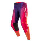 Alpinestars 2024 Techstar Pneuma bukser, motocross off-road bukser, mørkelilla, orange og mørkeblå, hvidt logo, holdbart og fleksibelt materiale, racerdesign