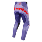 Alpinestars 2024 Techstar Ocuri bukser, motocross off-road bukser, lilla med røde logodetaljer, set bagfra, racer-inspireret snit, holdbart og åndbart materiale til terrænkørsel