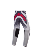 Alpinestars 2027 Supertech Swan Bukser Ungdom, motocross-racerbukser til off-road kørsel, grå og rød, med stort baglogo og ventilerede strækpaneler.