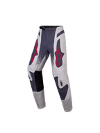 Alpinestars 2027 Supertech Swan Bukser Ungdom, premium motocrossbukser til børn og unge, grå og rød, stretch rip-stop tekstil med 600D-forstærkninger og atletisk pasform.