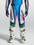 Alpinestars Supertech Maven bukser til ungdom, hvide og blå motocrossbukser med neongrønne accenter og atletisk pasform