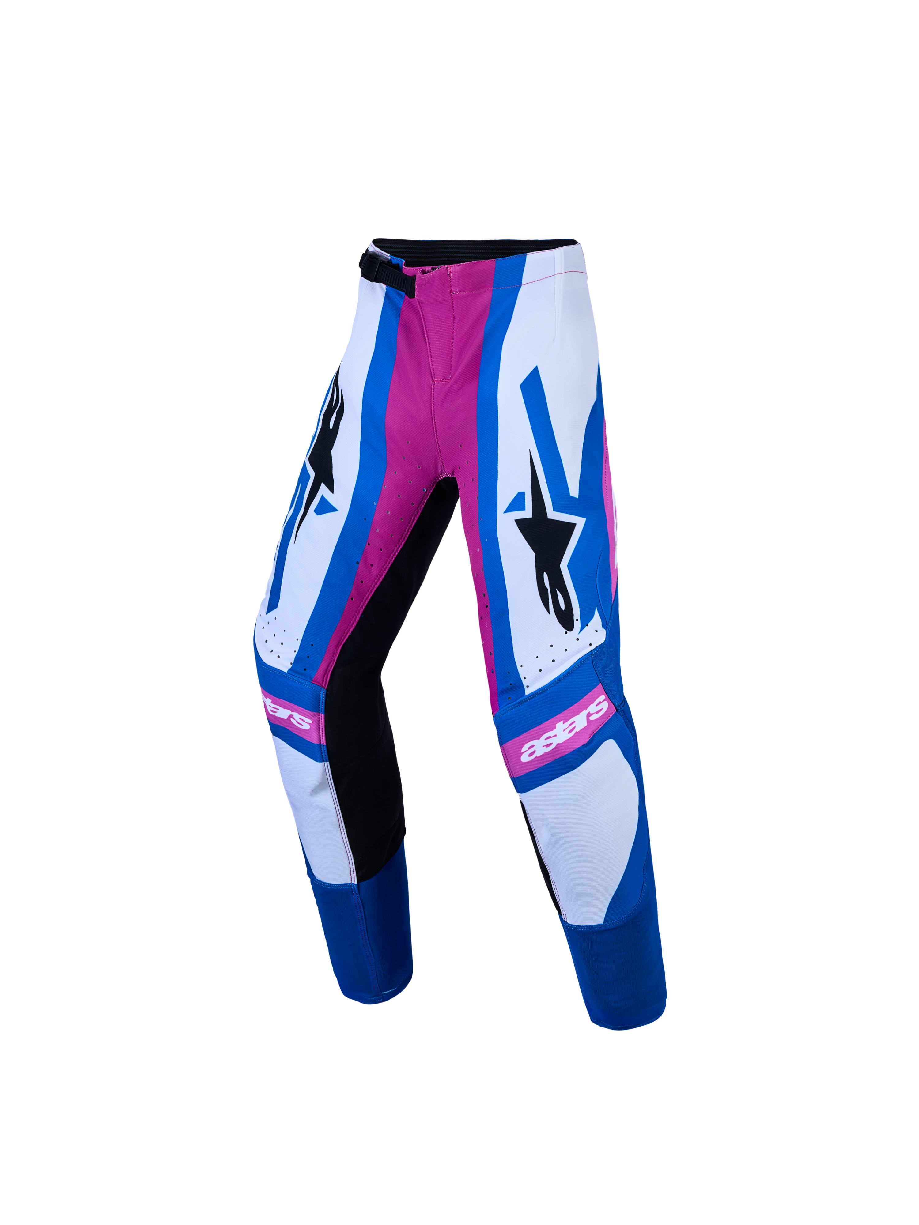 Alpinestars Supertech Maven bukser og gear set til ungdom, motocrossbukser i hvid, pink og blå, atletisk off-road pasform.
