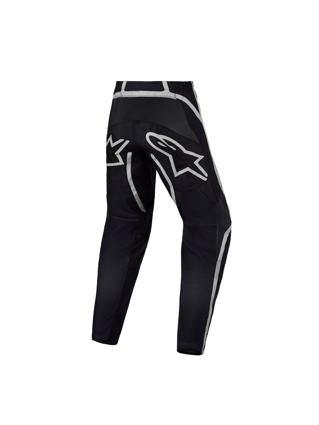 Alpinestars Youth Fluid Apex V2 Pants, youth motocross pants in black and silver, back view showing ergonomic construction.