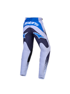 Alpinestars 2027 Youth Fluid Drag Pants, gray and blue motocross gear with pre-curved construction and rear brand logo.