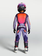Alpinestars Youth Fluid Hunt Pants, Motocross Racing Gear, Youth, Purple and Pink, durable textile construction, back view.
