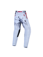 Alpinestars Youth Fluid Lone motocrossbukser, ungdom, hvid og grå camo, røde detaljer, forstærket sæde, set bagfra.