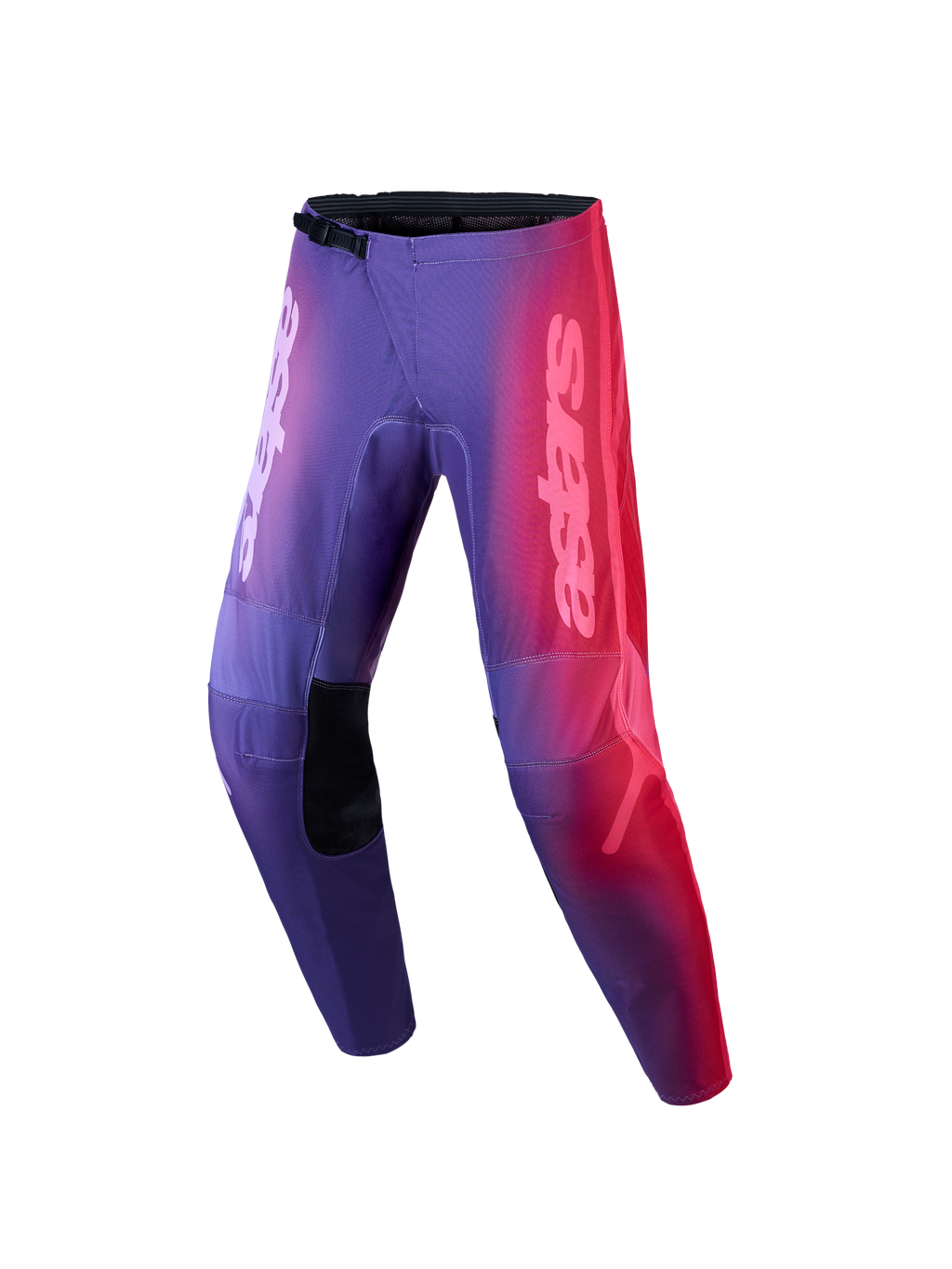 Alpinestars Stella Fluid Kepler dame-motocrossbukser, lilla og rød gradient, off-road racing-design med astars-branding.