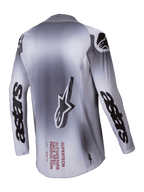 Alpinestars 2025 Supertech Maker trøje, herre motocross-trøje, sølv og sort, set bagfra med stretch-mesh konstruktion og branding