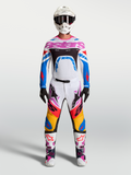 Alpinestars Supertech Dyna Gear Set and Jersey, men's white and blue motocross racing outfit with purple accents.