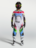 Alpinestars 2027 Supertech Dyna trøje og udstyrssæt, motocross-raceroutfit til herrer, hvid og fluoriserende grøn, atletisk pasform.