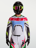 Alpinestars 2027 Supertech Dyna trøje, herre-motocrosstrøje i lys lilla og grøn fluo, ventileret strækmesh, atletisk pasform