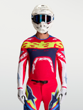 Alpinestars Supertech Dyna trøje, rød og navyblå motocrosstrøje til herrer, atletisk pasform i åndbart strækmesh.