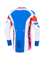 Alpinestars Supertech Dyna Jersey, Blue and White motocross racing jersey, back view with breathable stretch mesh panels.