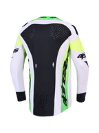 Alpinestars 2027 Supertech Dyna Jersey, back view, green fluo and black motocross jersey with laser-cut ventilation mesh.