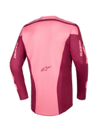 Alpinestars 2026 Racer Riway Jersey, motocross trøje, Dark Red Coral, set bagfra med multi-panel konstruktion, Astars-logo på den nederste del af ryggen og Astars-branding på de lange ærmer, performance off-road udstyr