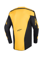 Alpinestars 2026 Racer Riway Jersey, motocross-trøje, gul og sort, set bagfra med gult midterpanel og sorte ærmer med gul 'astars' branding, ergonomisk design til off-road kørsel