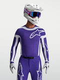 Alpinestars Supertech Vesta Trøje, herre-motocrosstrøje i mørkeblå og hvid, udført i strækmesh med laserskåret ventilation til professionel kørsel.