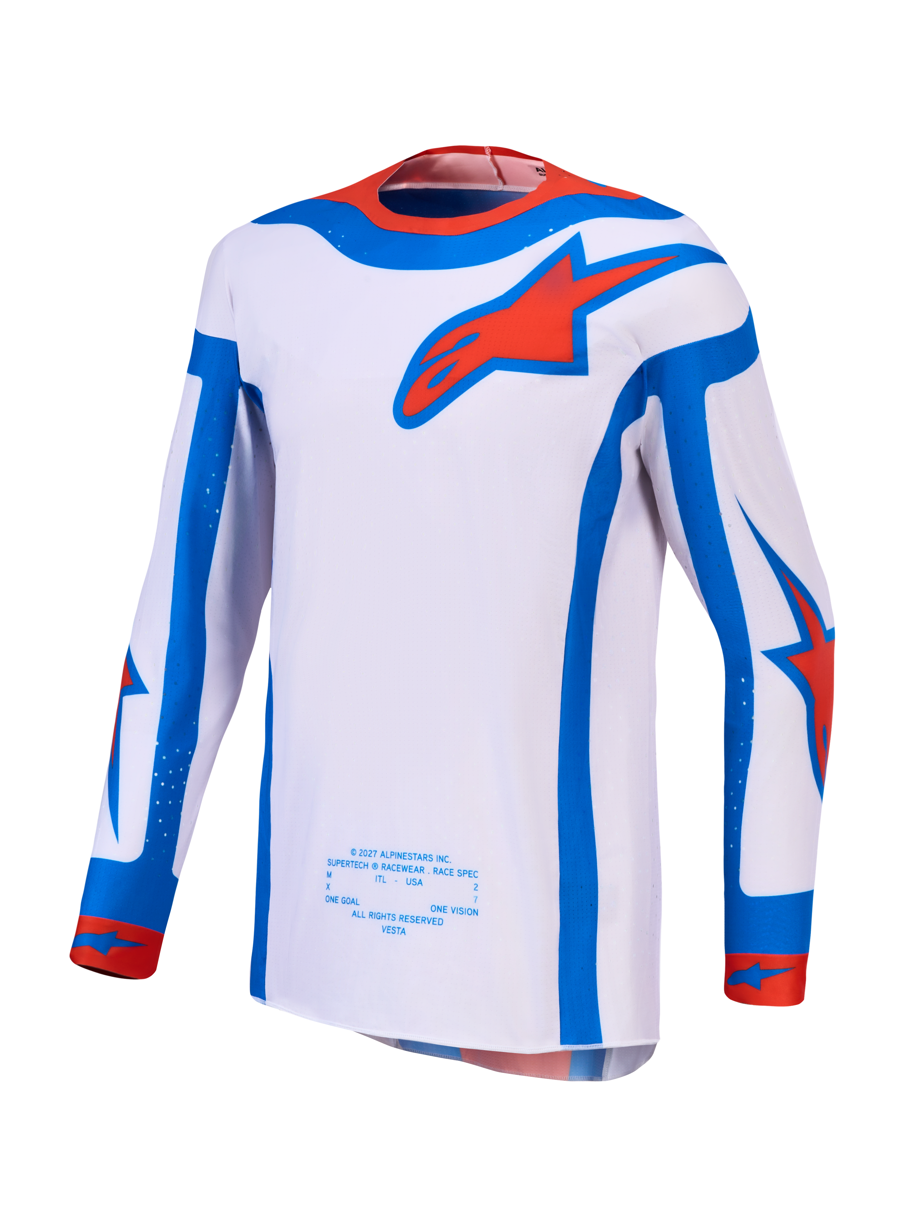 Alpinestars Supertech Vesta Jersey and Gear Set, men's MX racing jersey in light lilac and red with an athletic fit.