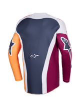 Alpinestars 2026 Racer Portl Jersey, motocross-trøje, rød, orange og mørkegrå, set bagfra med multi-panel konstruktion, hvidt Alpinestars-logo nederst på ryggen, markante grafiske logoer på de lange ærmer, præstationsudstyr til off-road kørsel