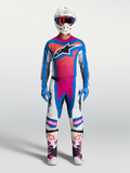 Alpinestars Techstar Maven trøje og gear-sæt, blå og pink motocross-racingudstyr med atletisk pasform.