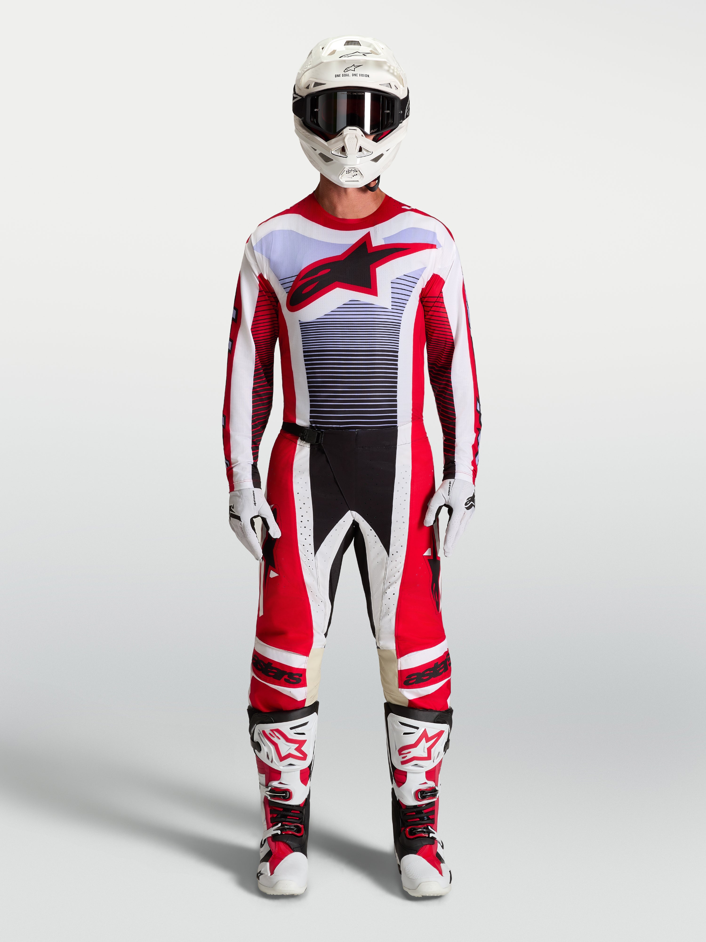 Alpinestars Techstar Maven Gear Sæt, herremotocrossdragt, rød og hvid, atletisk race fit.