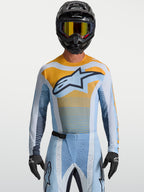 Alpinestars Techstar Maven trøje, blå og orange herre-motocrosstrøje med atletisk pasform, laserskåret ventilation og fugttransporterende stof til motocross.
