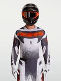 Alpinestars Techstar Swan Trøje, herre-motocross-racingtop i hvid og grå med rød fluo accenter og atletisk race fit.