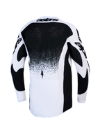 Alpinestars Techstar Swan trøje til herrer, motocross-racerstrøje i sort og hvid, set bagfra med rygventilation og forlænget ryg.