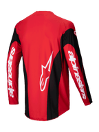 Alpinestars 2025 Techstar Dreem Trøje, motocross trøje set bagfra, rød og sort, let poly-stof stræk konstruktion og forlænget ryg