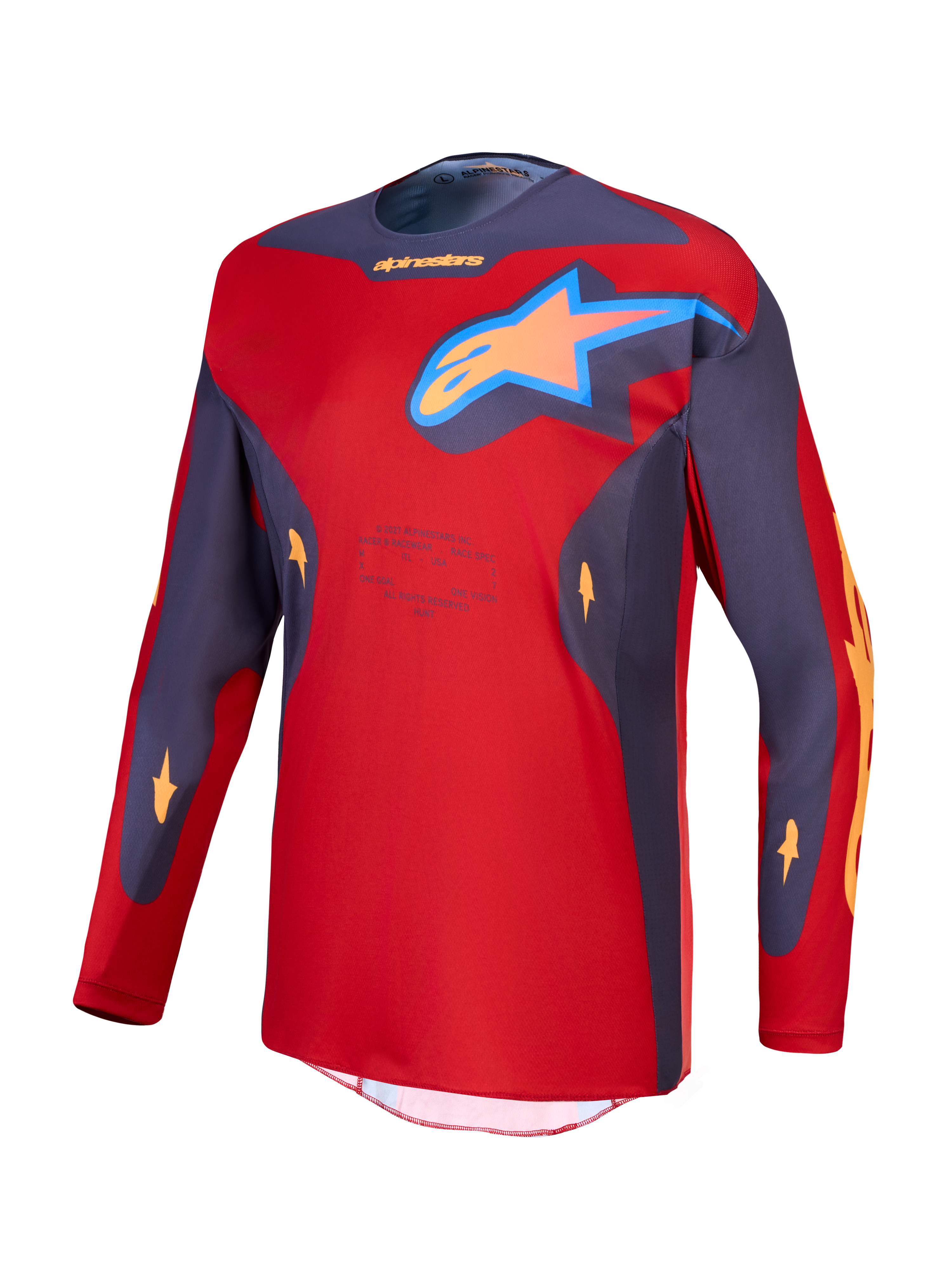 Alpinestars Racer Hunt Jersey, Motocross Racing, Men, Red and Graystone, moisture-wicking polyfabric, featuring star logo.