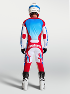 Alpinestars Racer Hunt trøje, herre-motocrosstrøje i rød, hvid og blå, fugttransporterende poly-stof, vist bagfra