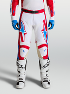 Alpinestars Racer Hunt Bukser, motocrossbukser til mænd, hvid og rød, med ergonomisk design og læderpaneler på knæene