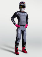 Alpinestars 2027 Racer Amber trøje og udstyrssæt, motocrossudstyr til herrer i grå og pink med atletisk performance-pasform.