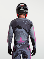 Alpinestars Racer Lone trøje, herre-motocrosstrøje i grå camo og lilla, bagfra, fugttransporterende poly-materiale