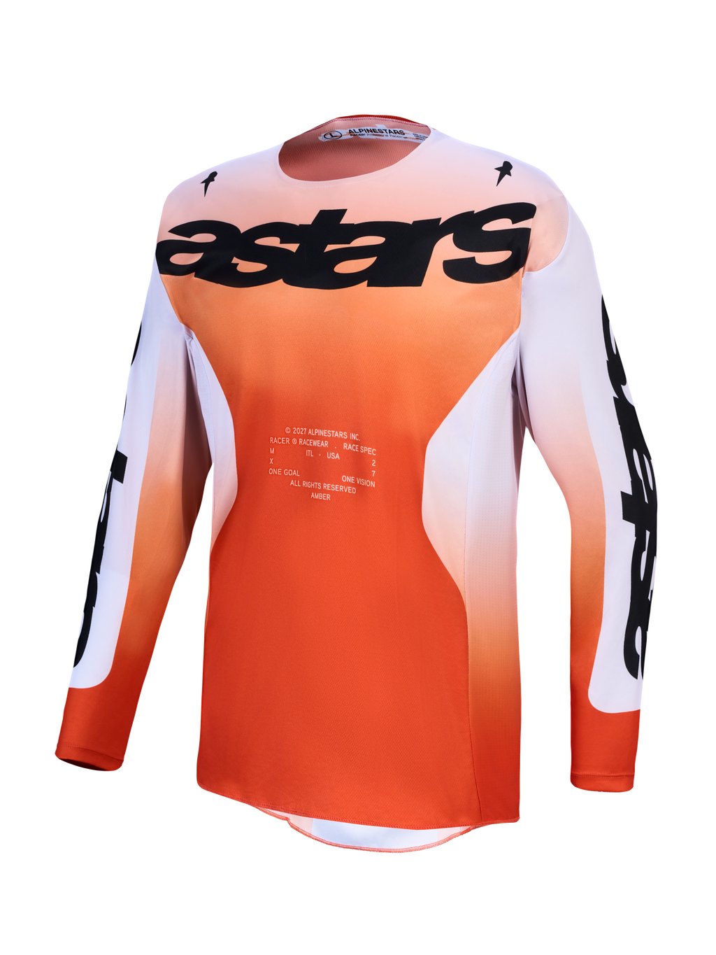 Alpinestars 2027 Racer Amber trøje, herre-motocrosstrøje, rød og lilla, fugttransporterende polystof, race-pasform