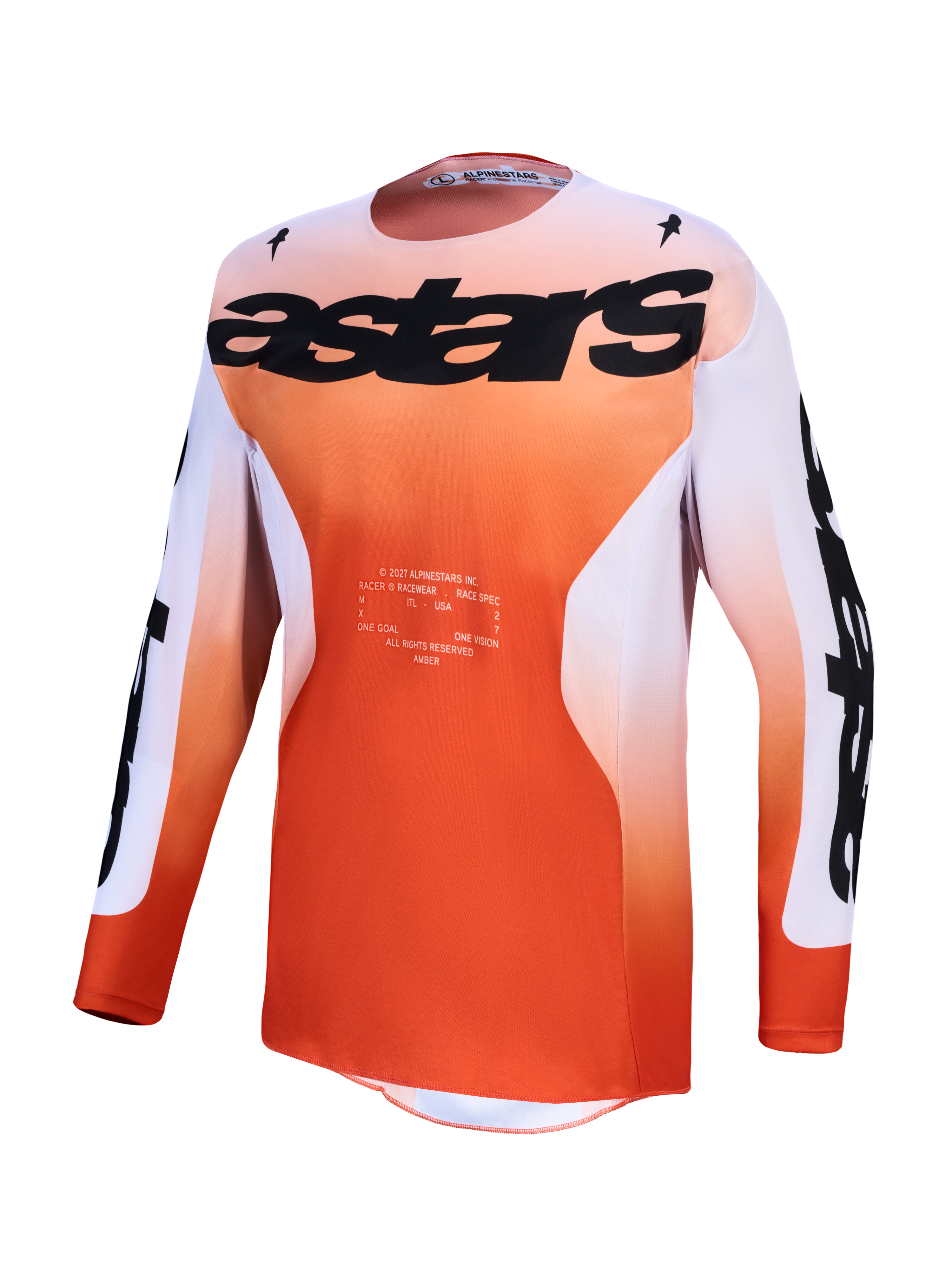 Alpinestars 2027 Racer Amber trøje, herre-motocrosstrøje, rød og lilla, fugttransporterende polystof, race-pasform