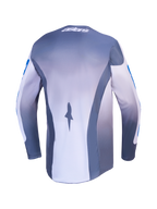 Alpinestars Racer Amber trøje og 2027 Gear Set, herre-motocrosstrøje, grå og blå, set bagfra med åndbare mesh-paneler.