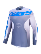 Alpinestars Racer Amber trøje, herre-motocrosstrøje i grå og blå, åndbart og fugttransporterende polystof.