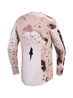 Alpinestars Racer Lone Trøje, motocross-trøje til herrer i sandfarvet camo og sort, set bagfra med forlænget rygstykke.